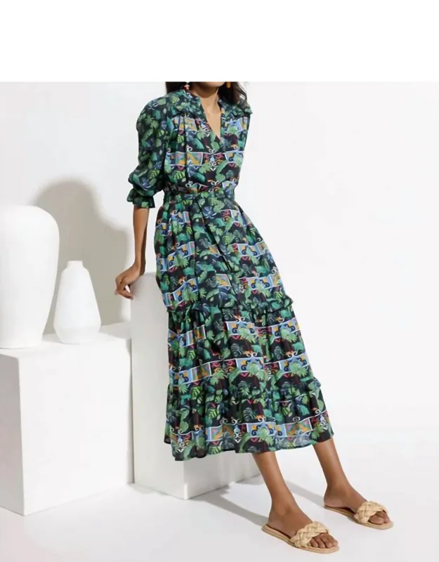 Tropical Print Midi Dress