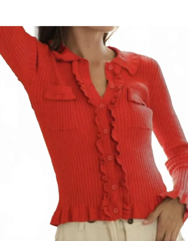 Long Sleeve Scallop Detail Cardigan