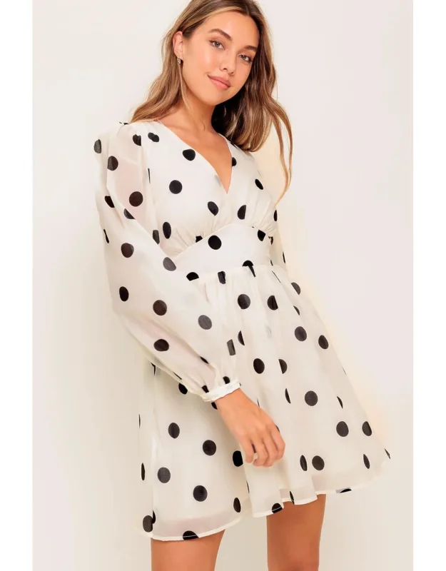 Monroe Dot Chiffon Woven Mini Dress