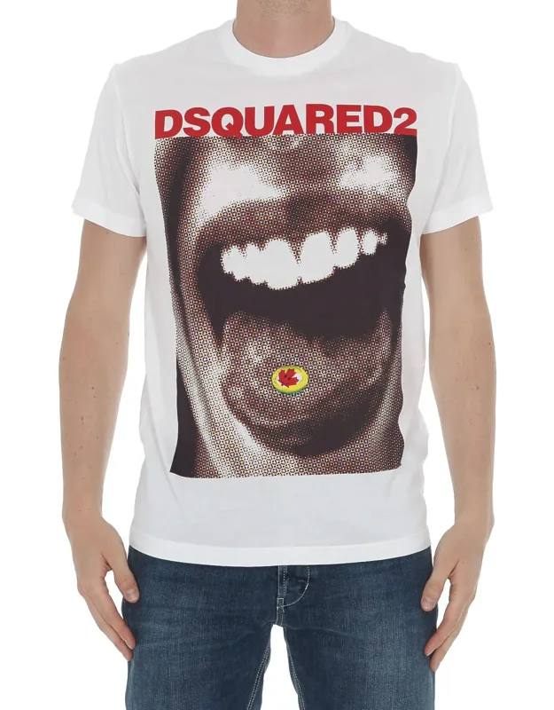 Mouth Print Graphic Cotton T-shirt