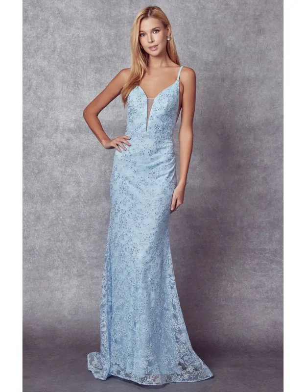 Embroidered Long Lace Wedding Dress