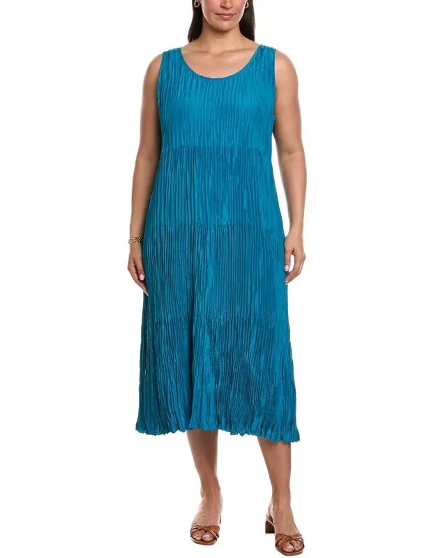 Pleated Silk Flare Dress