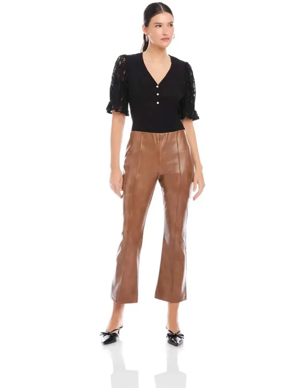 Sigourney Pintuck Pants - Cropped, High-rise, Flared Leg