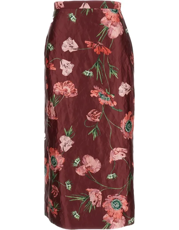 Floral Satin Skirt