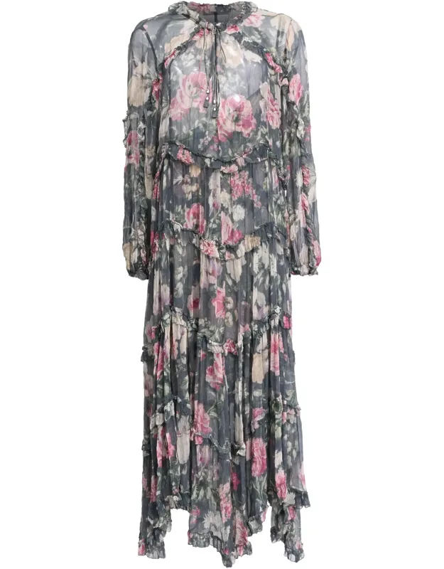 Floral-print Midi Tiered Dress
