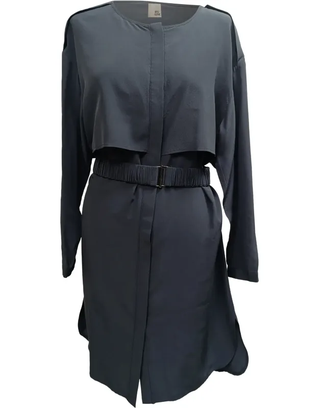Belted Long Sleeve Midi Dress