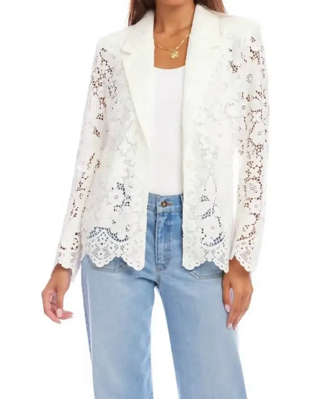 Floral Lace Scallop Edge Blazer