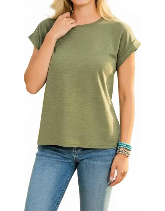 Cotton Modal Rolled Sleeve Tee