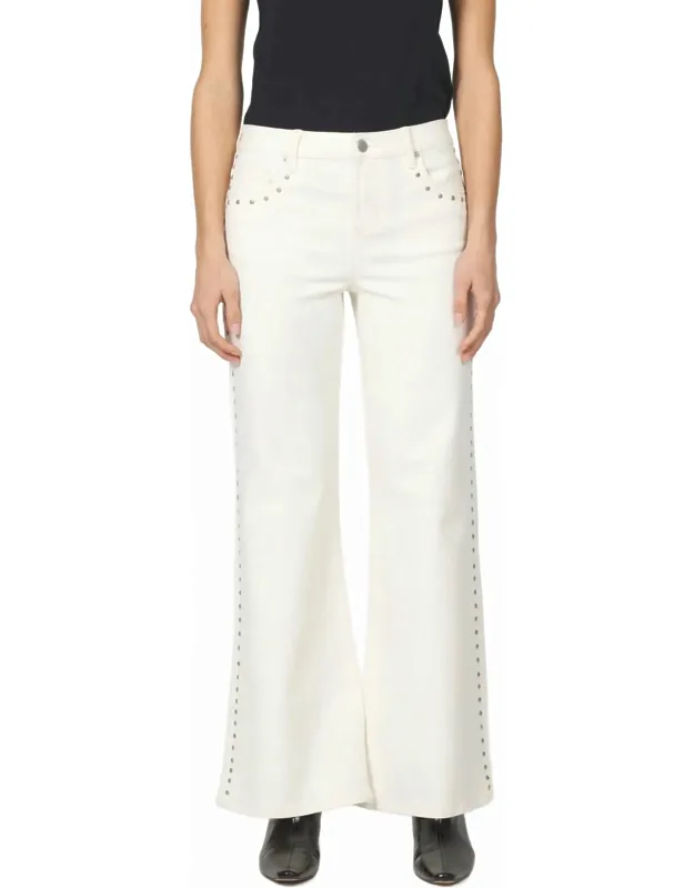Micah Studded Mid Rise Wide Leg Jeans