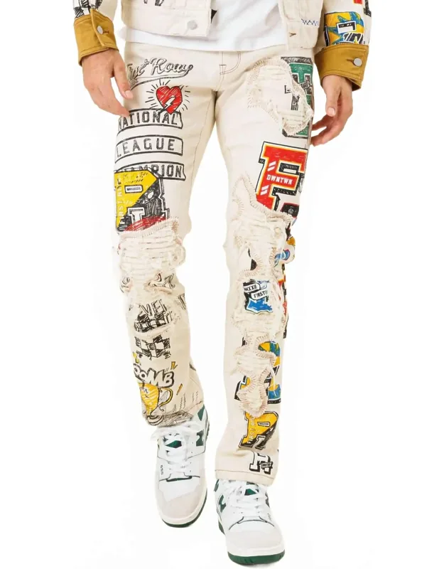 All-over Doodling Artist Fitted Jeans