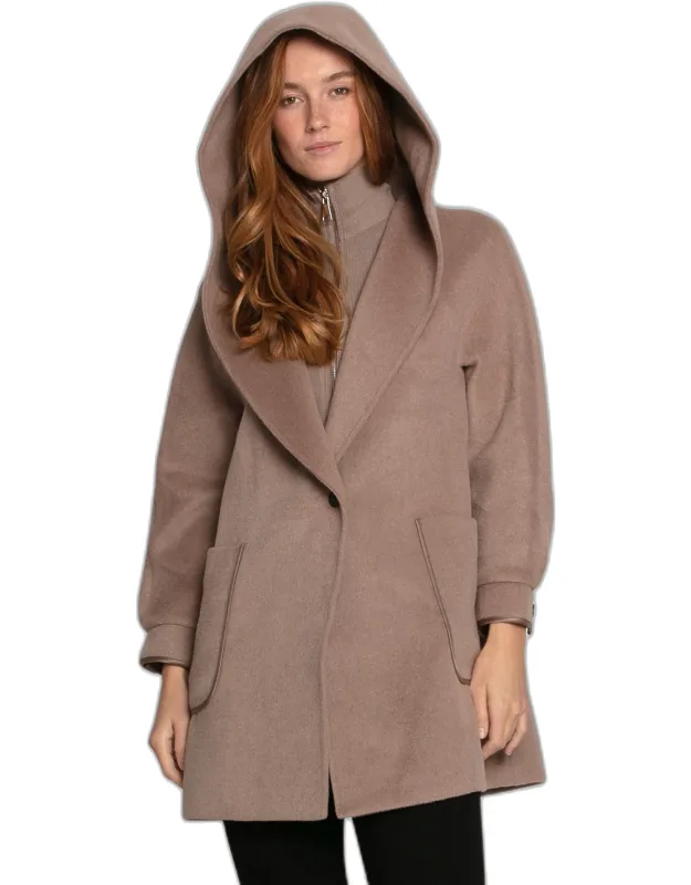Hooded Wool Blend Coat