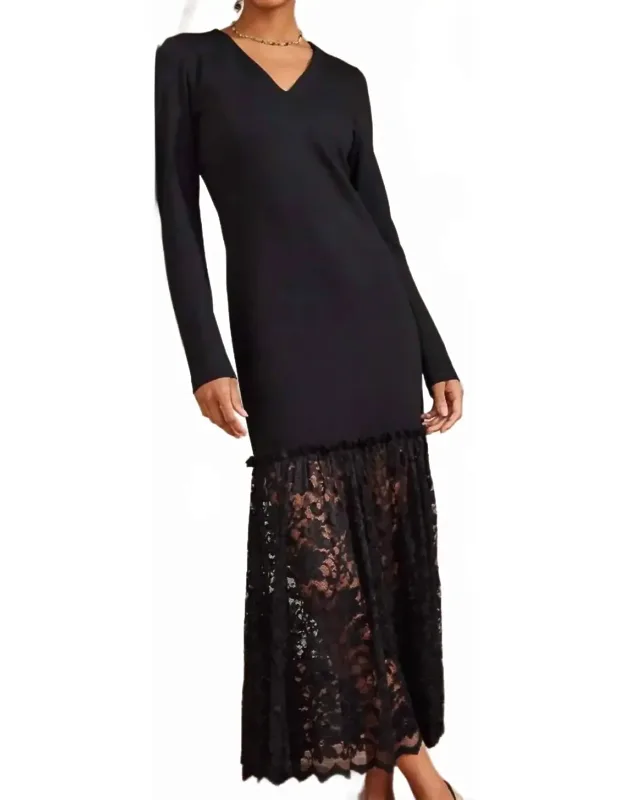 Contrast Lace V-neck Dress