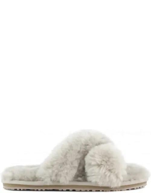 Criss-cross Double-face Shearling Slippers
