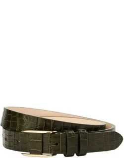 Croc-embossed Leather Belt