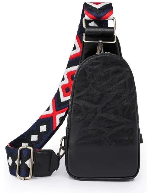 Chest Bag Sling Bag, Guitar Strap Small Crossbody Pu Leather Satchel Daypack