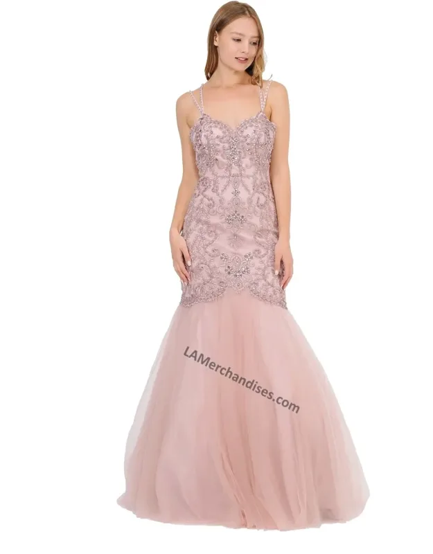 Embroidered Long Mermaid Dress