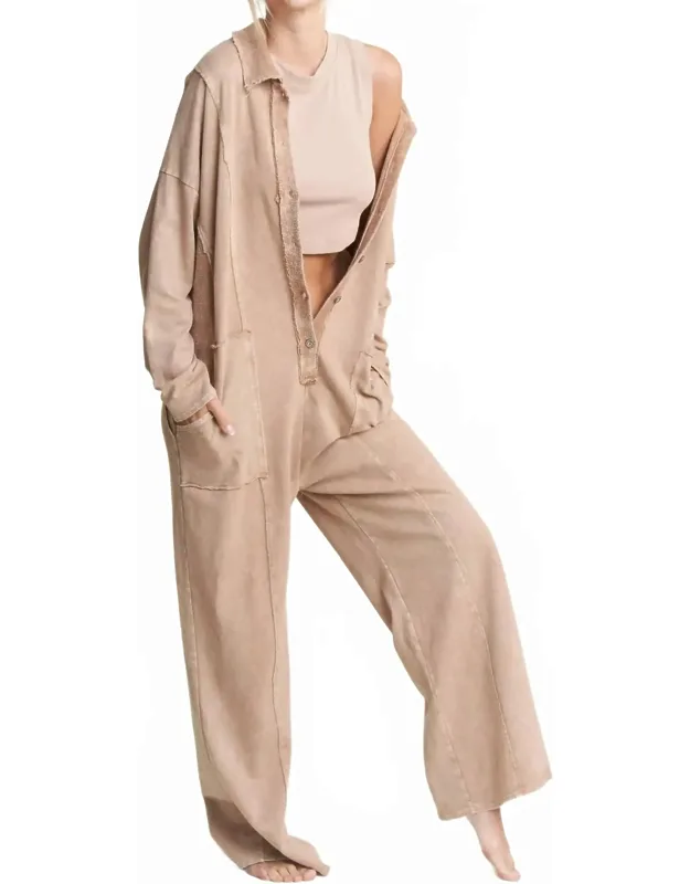 Mineralwash Button Down Collar Jumpsuit