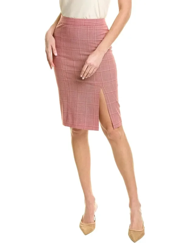 Front Slit Wool-blend Pencil Skirt