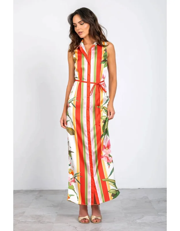 Collared Belted Maxi Dress