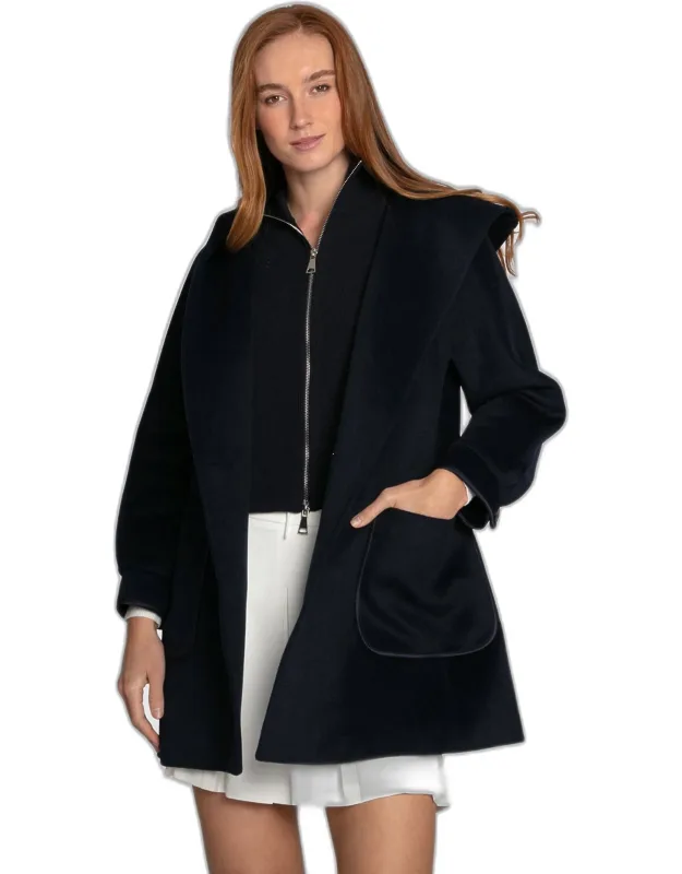 Hooded Wool Blend Coat