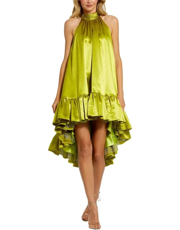 High Neck Satin Mini Dress