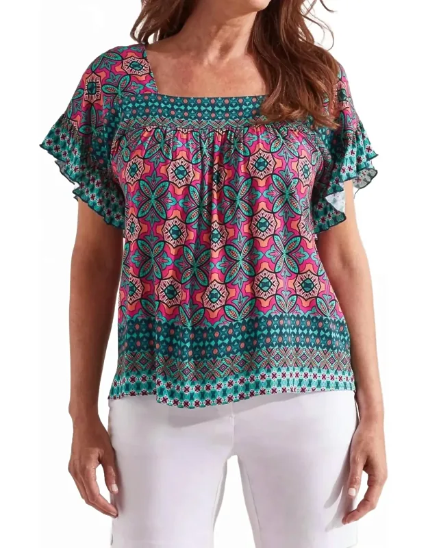 Printed Square Neck Blouse