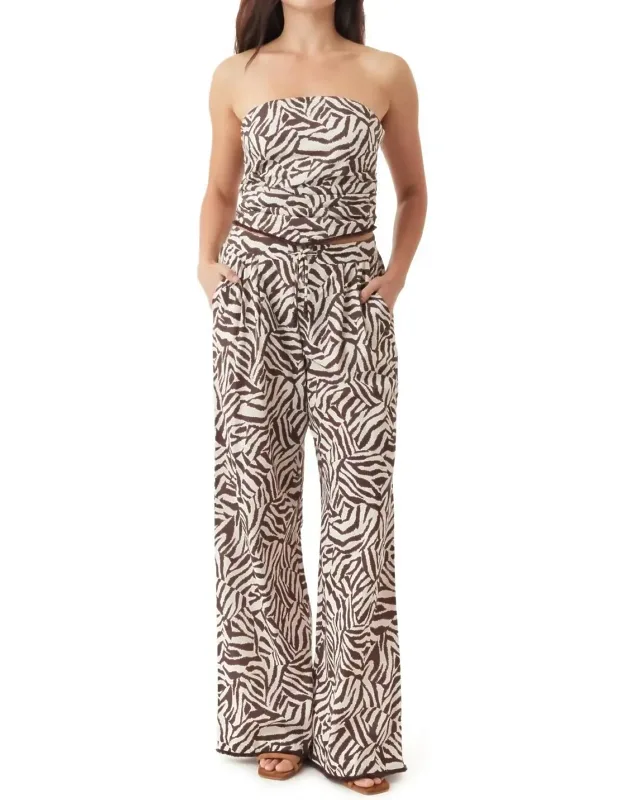 Pull On Wide Leg Pants In Modern Zebra