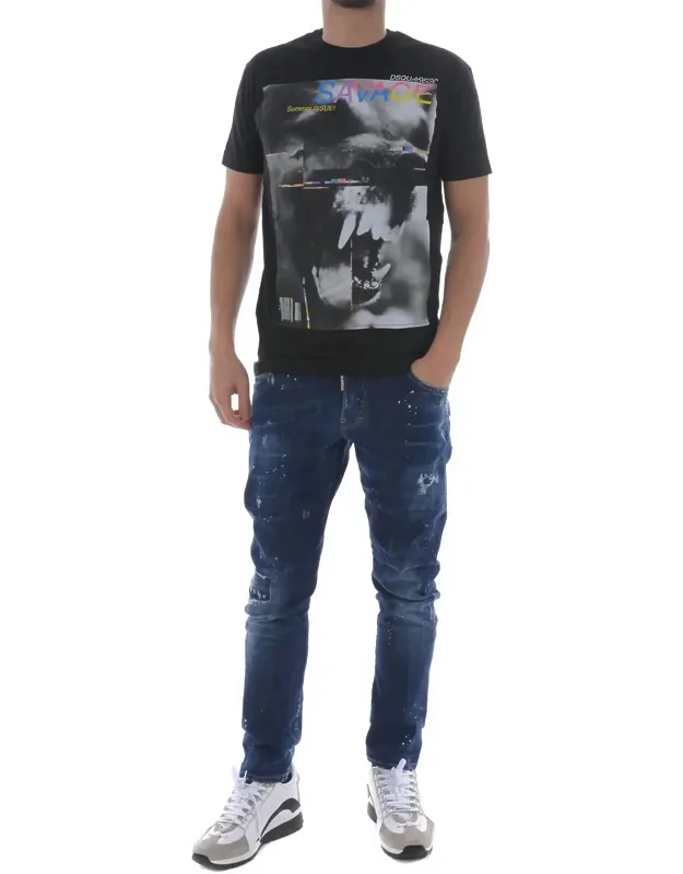 Savage Print Graphic Cotton T-shirt