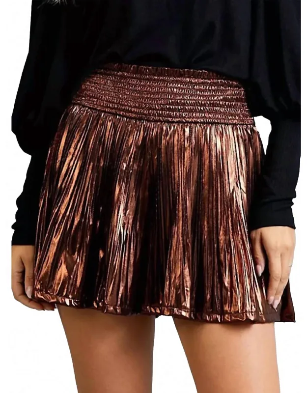 Smocked Elastic Waist Pleated Shorts