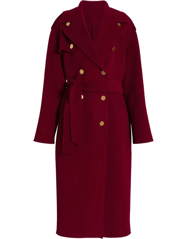 Double-breasted Long Coat With Cape Overlay