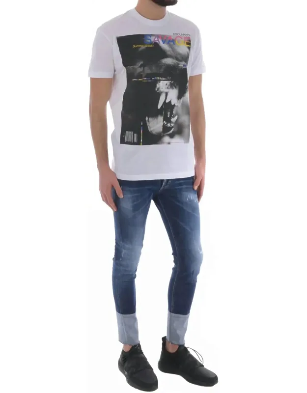 Savage Print Graphic Cotton T-shirt