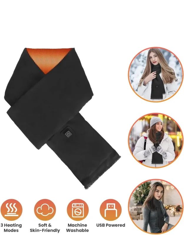 Heated Scarf Usb Powered - 3 Heat Settings (low/medium/high), Soft Skin-friendly, Washable, Stylish For Winter Hiking/camping/birthday Gifts