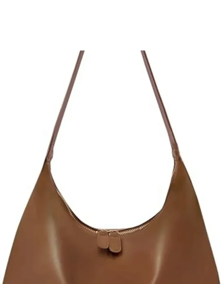 Leather Hobo Bag With Double Zipper Design
