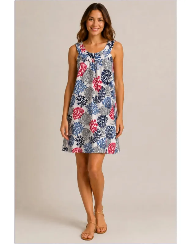 Short Dress In Coral Print