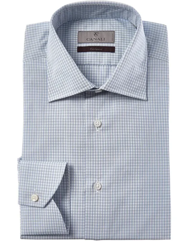 Dress Shirt With Multicolor Check And Spread Collar