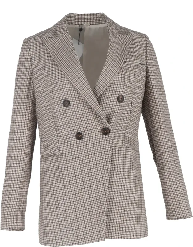Houndstooth Double-breasted Blazer