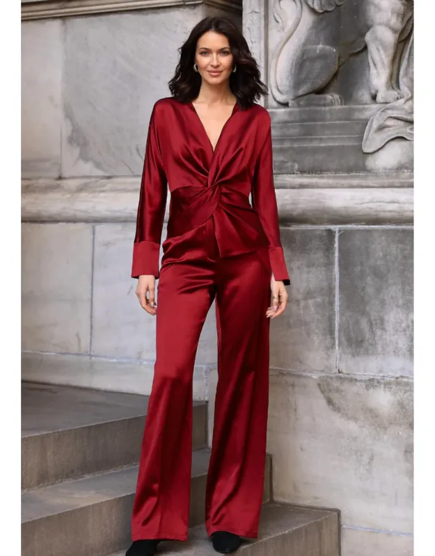 Silk Sateen Straight-leg Pants