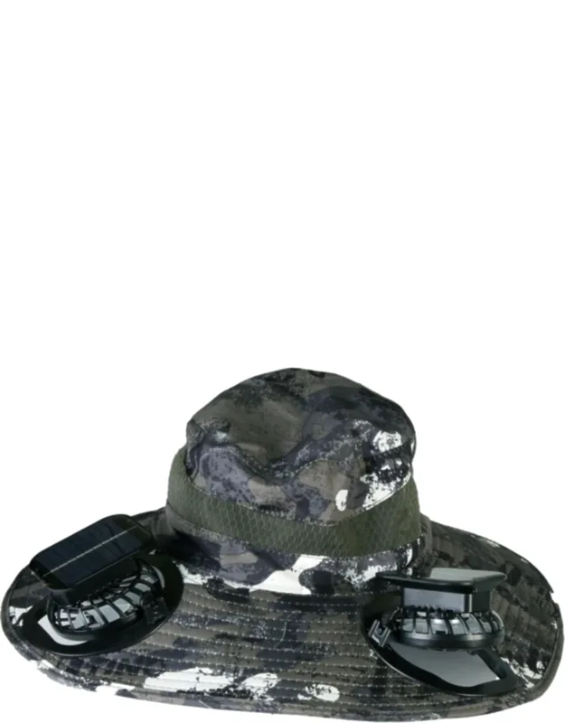 Outdoor Wide Brim Sun Hat With 2 Rechargeable Fans, Solar Powered, 3 Wind Speeds, Upf50+, Breathable, Waterproof Nylon Mesh For Hiking And Camping