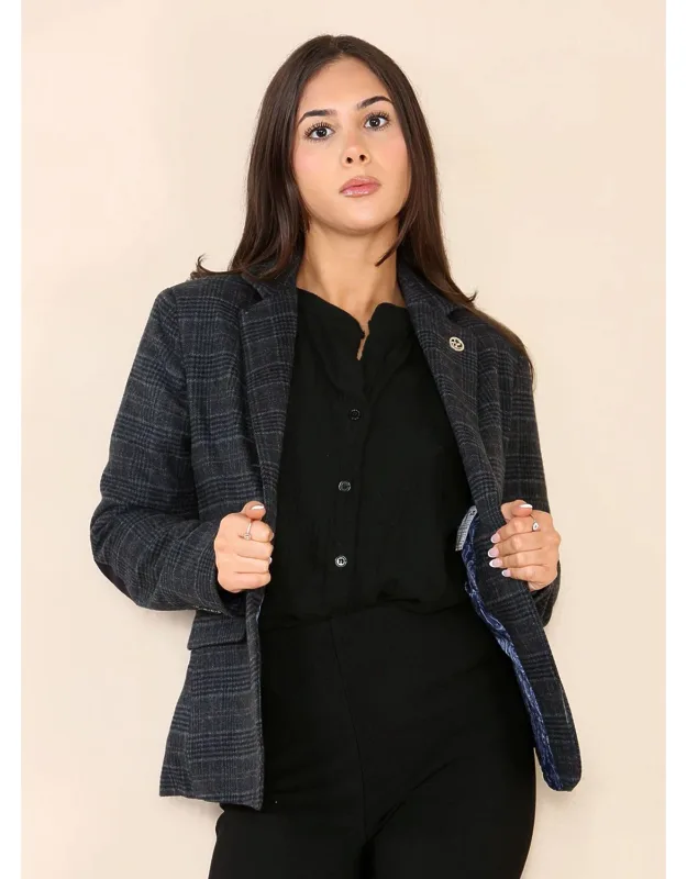 Tweed Pattern Check Blazer