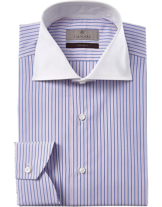 Canali Dress Shirt With Spread Collar And Chest Pocket