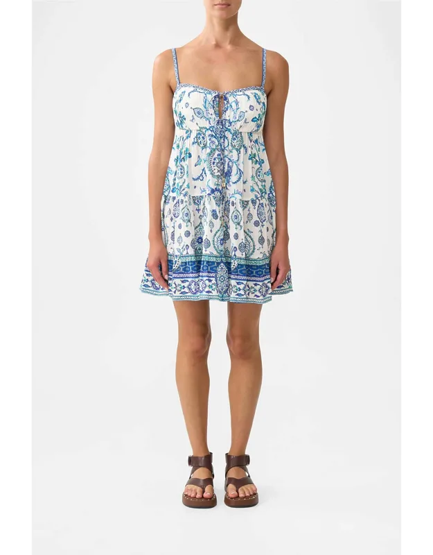 Gathered Bust Tiered Mini Dress