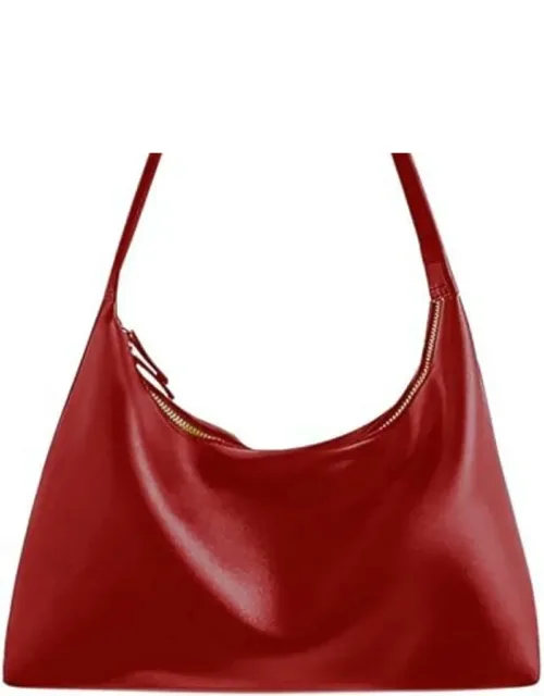 Leather Hobo Bag With Double Zipper Design