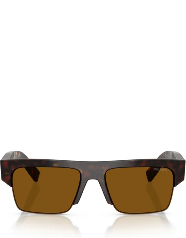 Rectangular Tortoiseshell Acetate Sunglasses With Bold Arms