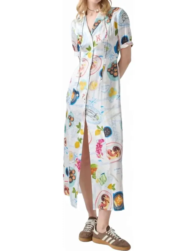 Lampi Button Dress In Lunch