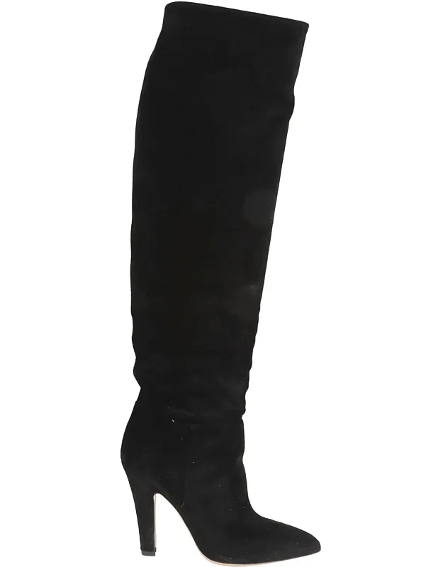 Suede Cone Heel Boots