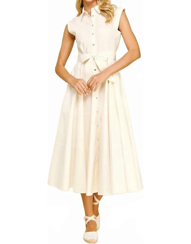 Sleeveless Button-front Shirt Dress