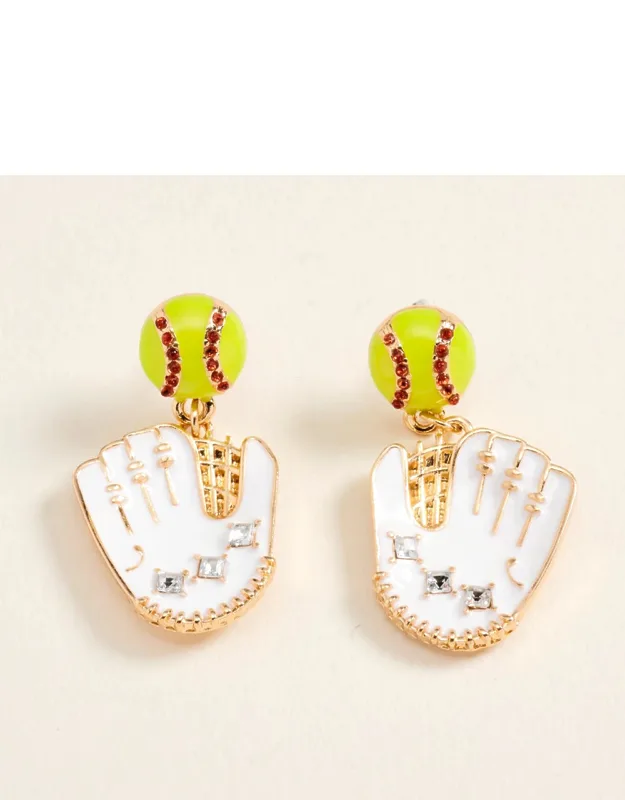 Softball Glove Drop Dangle Earrings