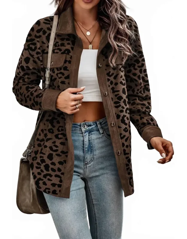 Corduroy Printed Shirt Jacket