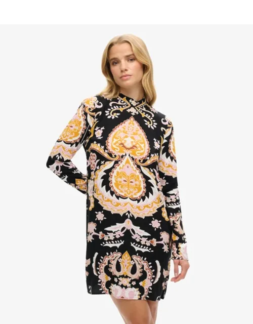 Long Sleeve Printed Mini Dress