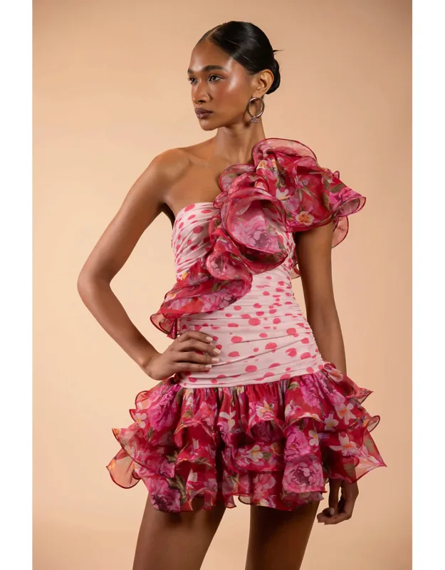 Peony Dots Ruffle Mini Dress